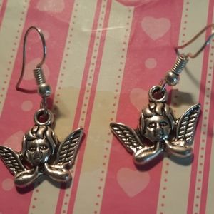 Silver-Tone Cherub Earrings